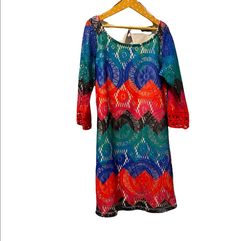 Girls Sequin Hearts Multi-Color Lace Dress